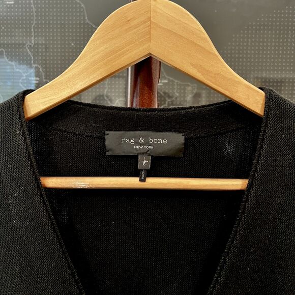 rag & bone - Winslow Crossgrain Cotton Cardigan Large - Black - Picture 3 of 6